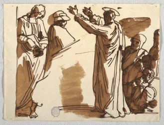 Kresba, Karikatury Ananiášovy smrti a svatého Pavla, podle Rafaela, asi 1820