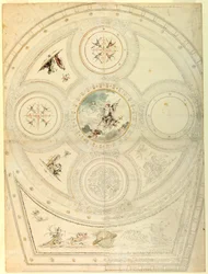Kresba, stropní dekorace, Teatro Valle, Řím, 1821
