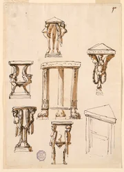 Kresba, Konzolové stoly, ca. 1800