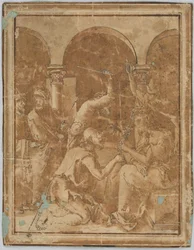 Kresba, kopie Korunování trním z Malých pašijí Albrechta Dürera, vydaných v roce 1511, 1525-1600