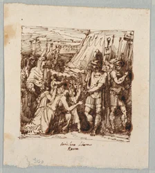 Kresba, Coriolanus souhlasí se zrušením obléhání Říma, konec 19. století