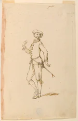 Kresba, kostýmní výprava: Kapitán pro balet, asi 1720