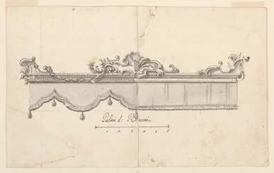 Kresba, Hřeben baldachýnu (V: figurální náčrty), asi 1750-75