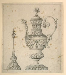 Kresba, Zdobený džbán a ruční zvon, 1860-80