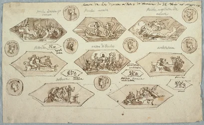 Kresba, Výzdoba stropu ložnice ve vile Aldini, Montmorency, 1813