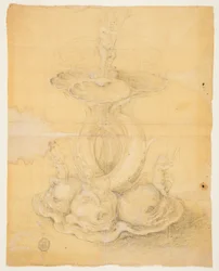 Kresba, návrh středového dílu, 1630-60