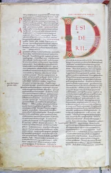 Stránka z Bible z 11. století s velkým písmenem D