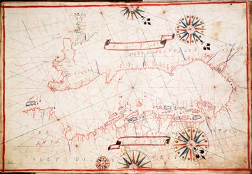 Mapa Jadranu, cca 1620 (pergamen)