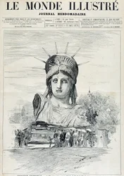 Na světové výstavě v roce 1878: hlava Sochy svobody od pana Bartholdiho, určená pro přístav New York – v „“The Illustrated World”” ze 13.7.1878
