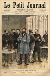 U baru Poslanecké sněmovny zleva doprava: Emile Basly (1835-1928), zástupce Paříže, z odborového hnutí horníků, Camille Pelletan (1846-1915), novinář, spisovatel a zástupce Bouches du Rhone, Alexandre Millerand (1859-1