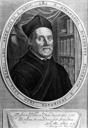 Athanasius Kircher (1601 - 1680), jezuita, orientalista a germanista - Rytina sd 18. stol.