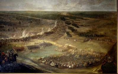 Bitva u Hersans (1687), Maďarsko. Anonymní obraz 17. století. Chateau De Vaux Le Viscount.