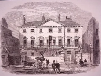 Cambridge House na Piccadilly v roce 1860, domov premiéra lorda Palmerstona