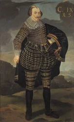 Charles IX roi de Suede - Portrét švédského krále Karla IX. (1550-1611), Anonym . Olej na plátně. Rozměr: 195 x 120 cm. Národní muzeum Stockholm