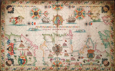 Mapa severovýchodního Atlantiku od Irska po Kapverdy, asi 1600 (rukopis)