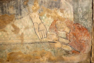Kristus žehná s Magdalenou u nohou, detail