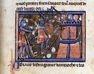 Křížová výprava (pravděpodobně první): dobytí Jeruzaléma křížovými vojsky. Miniatura z rukopisu Viléma z Tyru (asi 1128-1186)