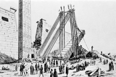 Přemístění luxorského obelisku v roce 1829.