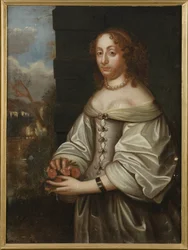 Eleonore Catherine de Deux Ponts Cleebourg, princezna Švédska a Landgravine of Hesse Eschwege - Portrét hraběnky Palatine Eleonory Catherine ze Zweibrückenu (1626-1692), Landgravine z Hesse-Eschwege, Anonym. Olej na plátně. Rozměr: 105 x 77 cm.