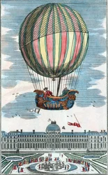 Zkušenost z aerostatického glóbu pana Charlese a Roberta v Tuileries Garden dne 1. prosince 1783.