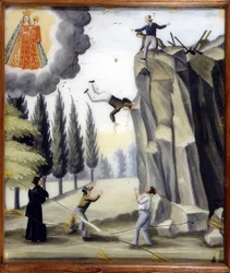 Pád skály - ex-voto Notre Dame de Laghet