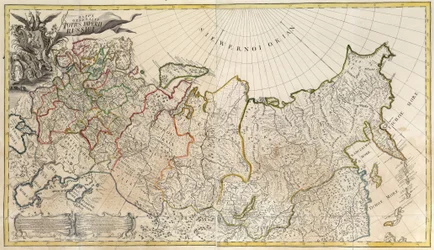 První všeobecná mapa Ruské říše - Anonymní mistr - 1745 - Mědirytina, akvarel - Akademie věd, Petrohrad