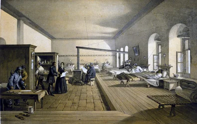 Florence Nightingale (1820 - 1910) v nemocnici Scutari v Turecku kolem roku 1855