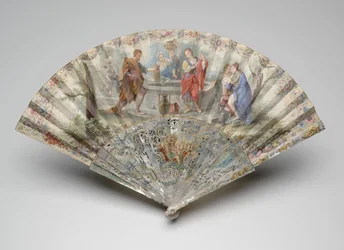 Skládací ventilátor s Rebeccou a Eliezerem u studny, kolem 1740