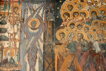 Freska v kostele kláštera Koutloumousiou, hora Athos, Řecko, 2006 (foto)