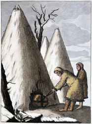 Pohřeb pro samojdy z Asie (Mongolsko), deb. 19. století