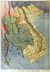 Zeměpisná mapa království Siam - v „“Le petit journal““