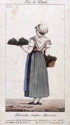 Obchodník se zelenými fazolemi - v „“Cris de Paris“, deb. 19. století