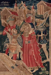 Historie Saint Piat a Saint Eleuthère, scéna 12: Vzkříšení dcery tribuna Detail.