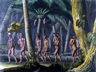 Indiens Puris dans la forêt (Brazílie) - v „“Le Kostým ancien et moderne““ od Ferrario, ed. Milán
