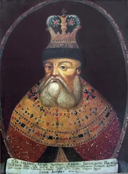 Ivan le Terrible - Parsuna (portrét) cara Ivana IV. Hrozného (1530-1584), Anonym. Olej na plátně