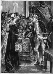 John Paul Jones navštíví lady Selkirk poté, co jeho muži vzali její cennosti - Americké námořnictvo: John Paul Jones (1747-1792) hrdinové americké války za nezávislost a posádka Ranger přepadli hrad hraběte ze Selkirk ve Spojených státech