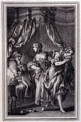 La Chageure des trois commerces – v „Pohádkách a povídkách ve verších““ od Jeana La Fontaina. 1762.