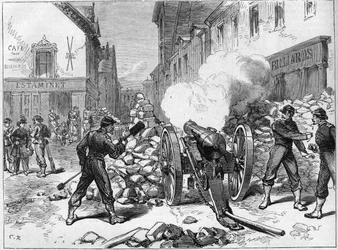 La Commune de Paris v roce 1871. Baterie zřízená v Issy federacemi (komunardy).