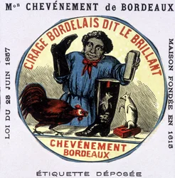 Štítek “”Bordelais Polish dit le Brillant: Chevènement de Bordeaux””. n.d. 19. století