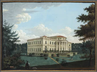 Le palais Elaguine - Palác Yelagin v Petrohradě - Anonymní. Kvaš na papíře, před 1817. Státní muzeum historie Petrohradu