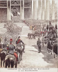 Pohřeb maršála Patrice de Mac Mahon (nebo Mac-Mahon) (1808-1893) v kostele Madeleine v Paříži dne 22.10.1893, ilustrace 19. století