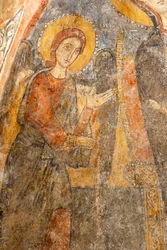 Madona s dítětem mezi archanděly, detail levého archanděla
