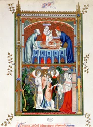 Umučení svatého Denise, chromolithographi podle listin z 15. století.