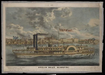 New Orleans. Parník Missouri (litografie, kolorovaná)