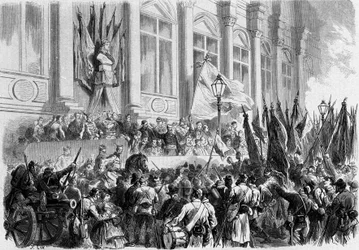 Paříž, La Commune: Vyhlášení výsledků referenda dne 26. března 1871 na náměstí Place de l