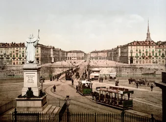 Piazza Vittorio Emanuele v Turíně (Torino), Itálie v roce 1890