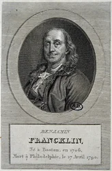 Portrét Benjamina Franklina, amerického politika a fyzika (1706-1790)