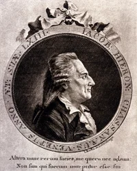 Portrét Casanovy (1725 - 1798) - portrét ve frontispisu, v Dějinách mého útěku z věznic Benátské republiky, psáno v Dux en Bohemia