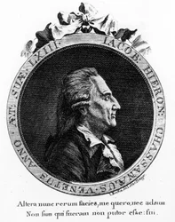 Portrét Casanovy (1725 - 1798) - portrét ve frontispisu, v „“Historie mého útěku z věznic Benátské republiky“, psané Duxovi v Čechách
