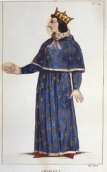 Portrét Karla V. Mudrce (1338 - 1380). rytina z roku 1830
